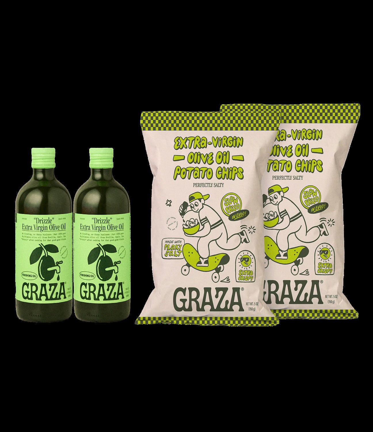 2pk Drizzle Glass and 2pk Chips Bundle